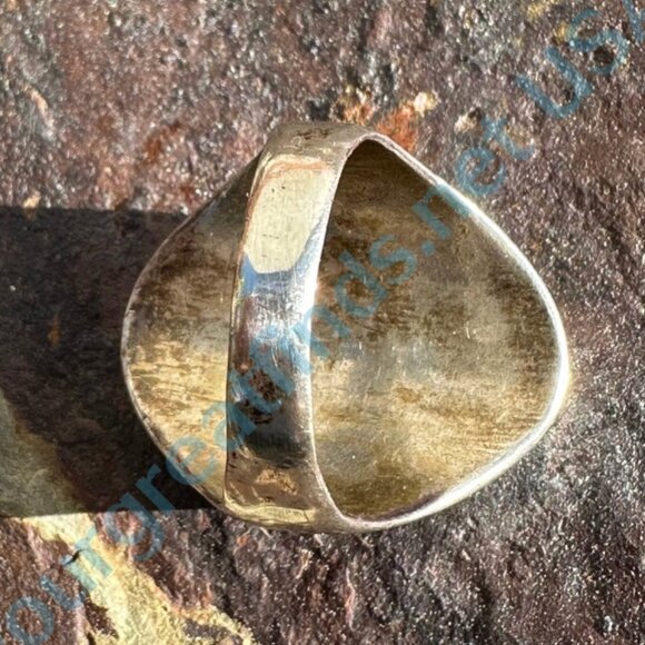 Solid Sterling Silver Zuni Signet Ring Inlay Turquoise Size 10 - Picture 2 of 7